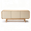Eikenhouten dressoir met beige front en afmetingen 120 x 40 x 50cm