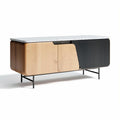 Dressoir in hout met kunststof blad en metalen poten 150 x 45 x 75cm