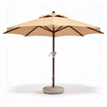Parasol met een beige doek en een stevige betonnen basis, diameter 250 cm