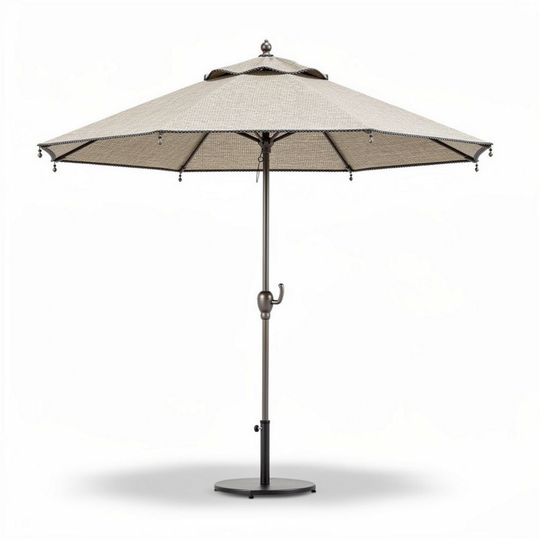 Parasols met een diameter van 250 cm in beige kleur met verstelbare hoogte