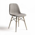 Etenstoel van stof met metalen poten in grijs 45 x 50 x 85cm