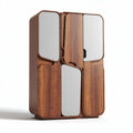 Moderne kast van hout met spiegelpanelen afmetingen 150 x 80 x 40cm
