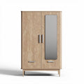 Houten kast met spiegel en geometrisch patroon 80 x 40 x 180cm