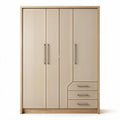 Kledingkast met drie deuren en lades van hout in beige 180 x 120 x 45cm