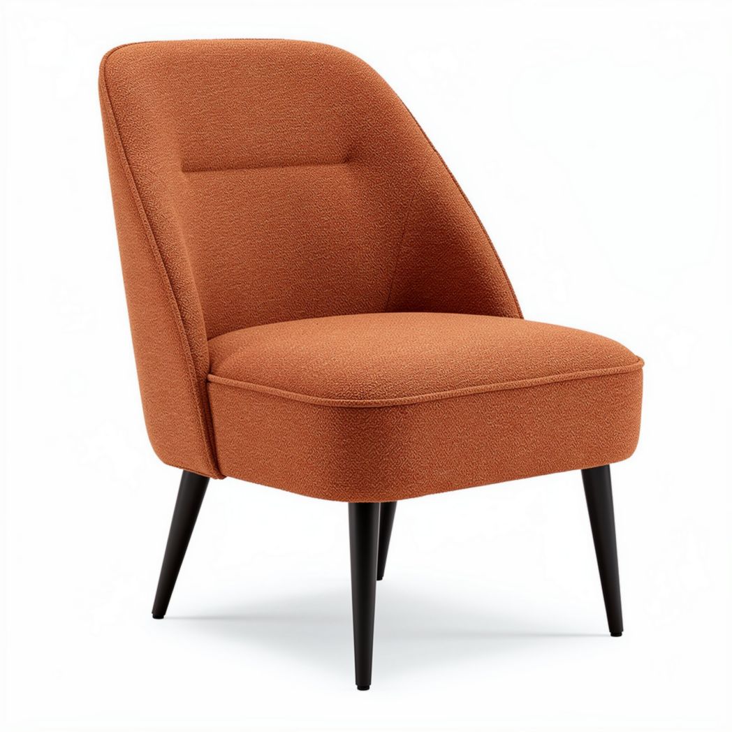 Stoel oranje stof met zwart houten poten 70 x 70 x 80cm