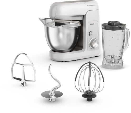 Moulinex Bake Partner QA521B25 – Keukenrobot – Blender inclusief – Grote kom 4,6 L – 8 snelheden + Pulsfunctie – 1100 W krachtige motor – Multifunctionele keukenmixer